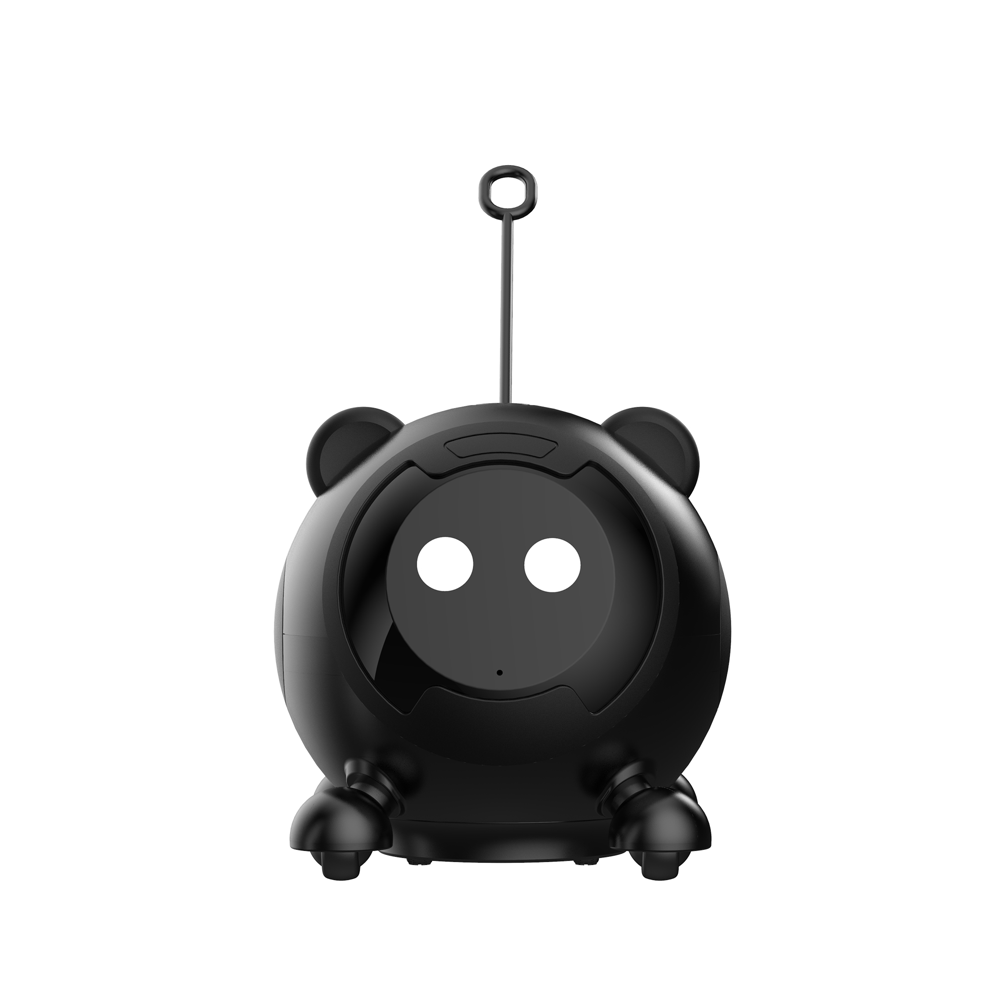 MI-1 black stock model with round ears and expressive white eyes